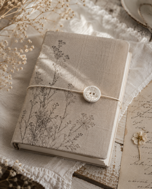 Bouton fleuri céramique faite main sur carnet