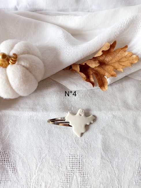 Barrette fantôme Halloween en porcelaine blanche non émaillée