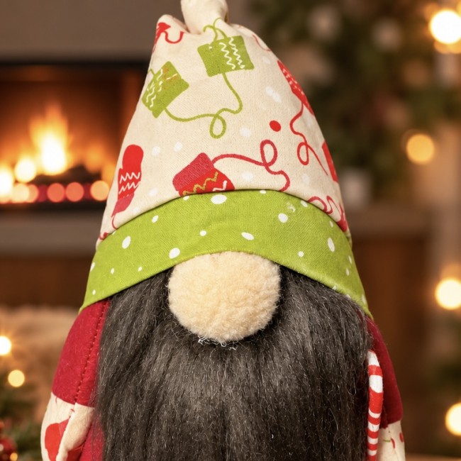 Détails du gnome de Noël fait main – barbe et bonnet