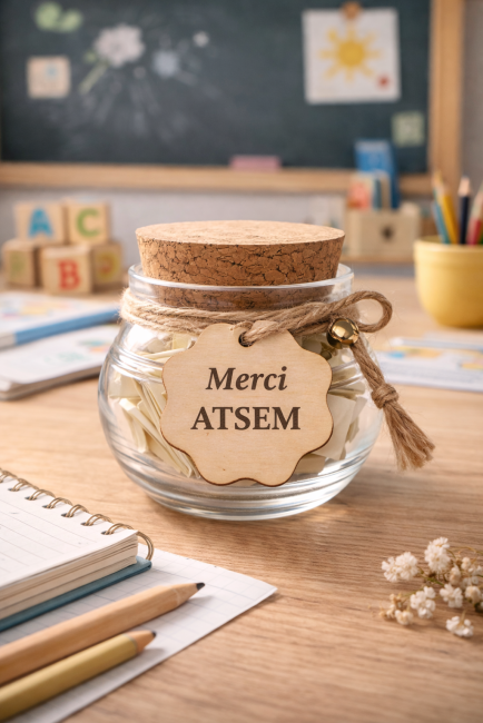 Pot 30 messages de remerciement Merci ATSEM – idée cadeau fin d’année école