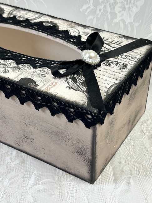 Finition patinée artisanale – effet vintage romantique patine artisanale effet vieilli sur boîte à mouchoirs