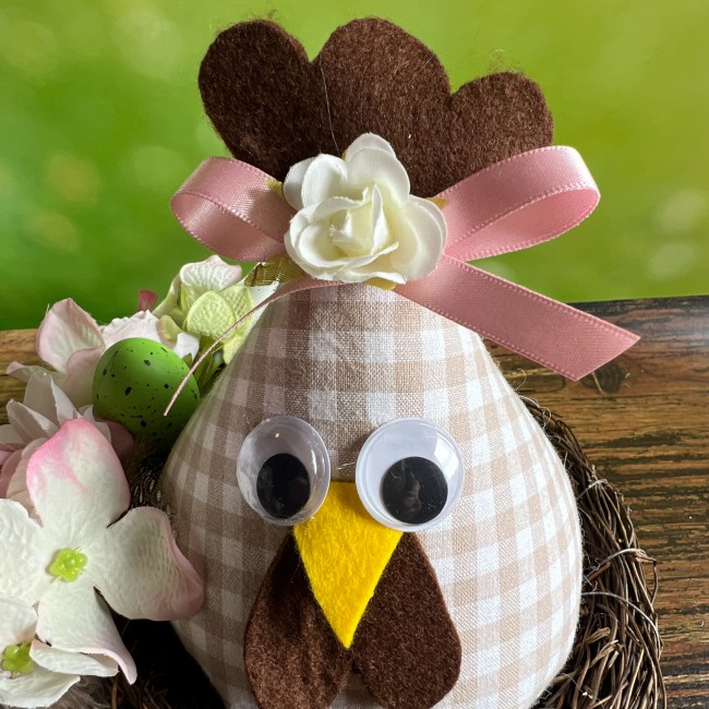  Poule décorative en tissu faite main pour décoration de Pâques