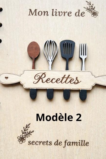 Livre de recettes  en bois Mon livre de recettes – Modèle 2 – secrets de famille