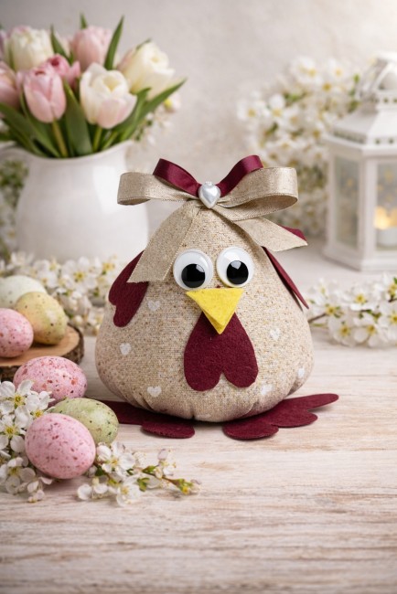 poule décorative de Pâques faite main décoration de table printanière