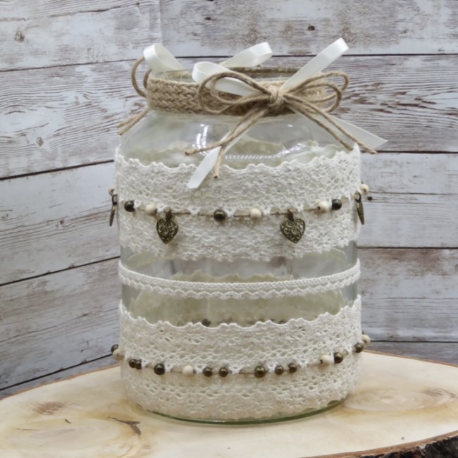 Vase champêtre mariage & baptême M1- Décoration rustique élégante