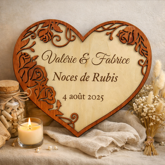 décoration murale coeur bois personnalisé cadeau romantique couple