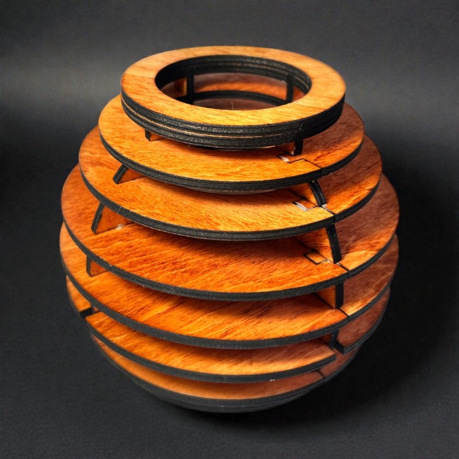 Photophore artisanal bois teinte merisier Photophore artisanal bois merisier