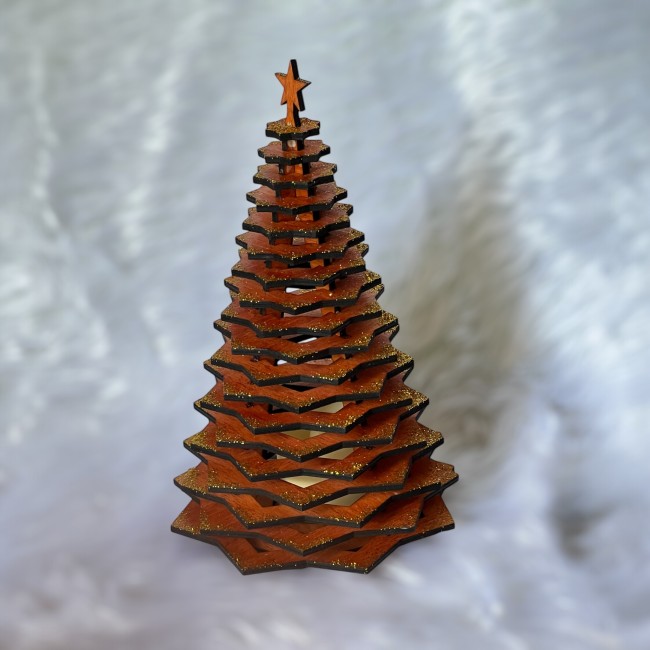 Photophore sapin en bois artisanal finition dorée photophore bois sapin artisanal merisier doré