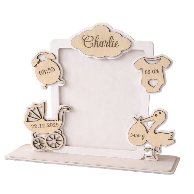 cadre naissance personnalisé en bois pour bébé avec informations de naissance