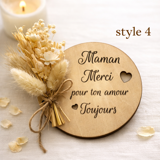 plaque bois maman merci pour ton amour toujours fleurs sechees idee cadeau fete des meres
