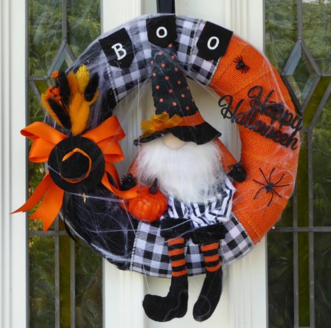 Décoration d’Halloween artisanale en jute et paille naturelle