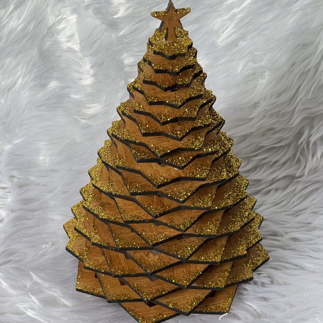 photophore bois sapin chêne clair doré