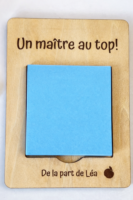cadeau maître personnalisé porte post it en bois idée cadeau enseignant