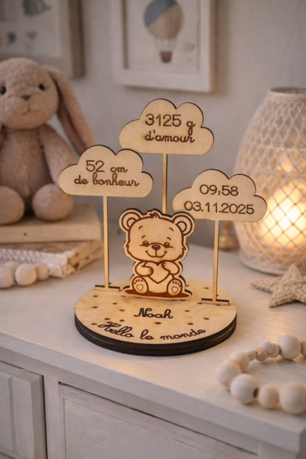 Support en bois Hello le monde bébé 29.9