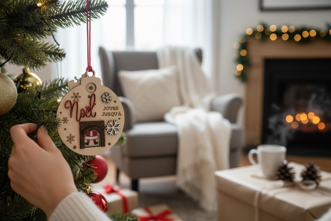 Ambiance familiale et chaleureuse – Compte à rebours bois Ambiance chaleureuse du calendrier de Noël en bois