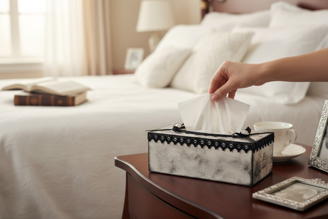 Boîte à mouchoirs décorative taupe dans chambre shabby chic boîte à mouchoirs shabby chic dans une chambre romantique