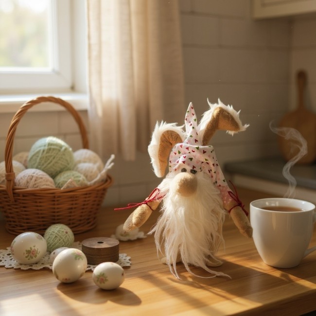 Gnome lapin déco Pâques – décoration maison artisanale gnome lapin décoratif fait main sur table décoration Pâques