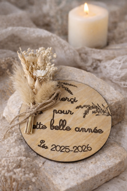cadeau atsem personnalisé 2025 2026 bois gravé artisanal