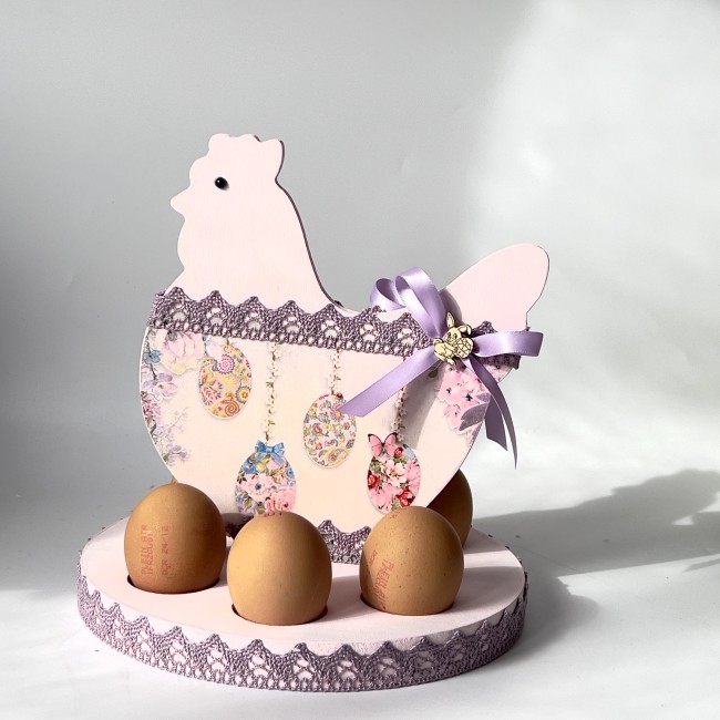Support à œufs poule en bois pour décoration de Pâques Porte œufs poule en bois décoration artisanale de Pâques
