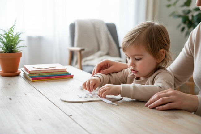 Apprentissage du laçage pour enfants enfant jouant avec chaussure à lacer