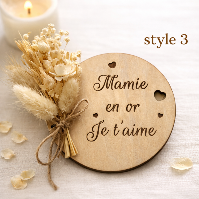 plaque bois mamie en or je t aime fleurs sechees cadeau fete des grands meres champetre