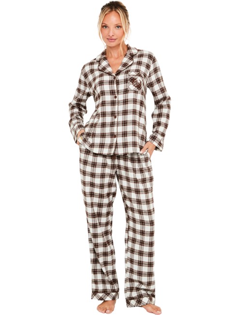 Pyjama/pantalon chemise manches longues CLASSIC COCOA MARRON