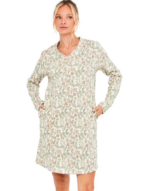 Chemise de nuit manches longues COTTON LAYER IVOIRE