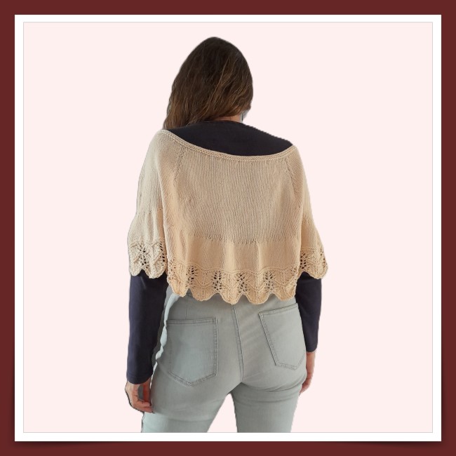 Cape ajourée motif vagues - tricot dentelle - coton - mode femme -fait-main - mesjoliesmailles