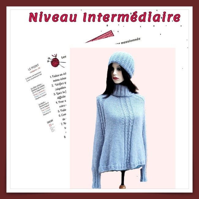 TUTO INTERMEDIAIRE - Collection FLOCON -  Le Poncho Torsadé + Bonnet...