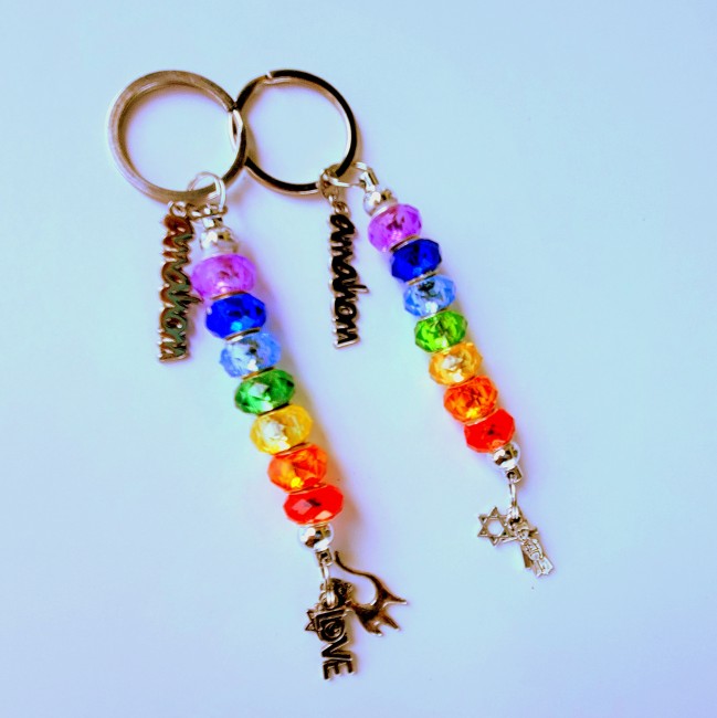 #Porte-Clés Arc-en-Ciel #Bijoux Bio-Quantiques #Amahom.com l'Univers de Soriah #Bijou Bien-Être # Création Originale #Perles Verre #Breloques 