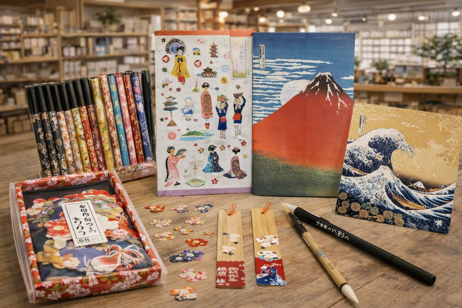 Articles de papeterie japonaise, Stickers, Pinceaux, Pochettes, Stylos, autocollants, carte postale