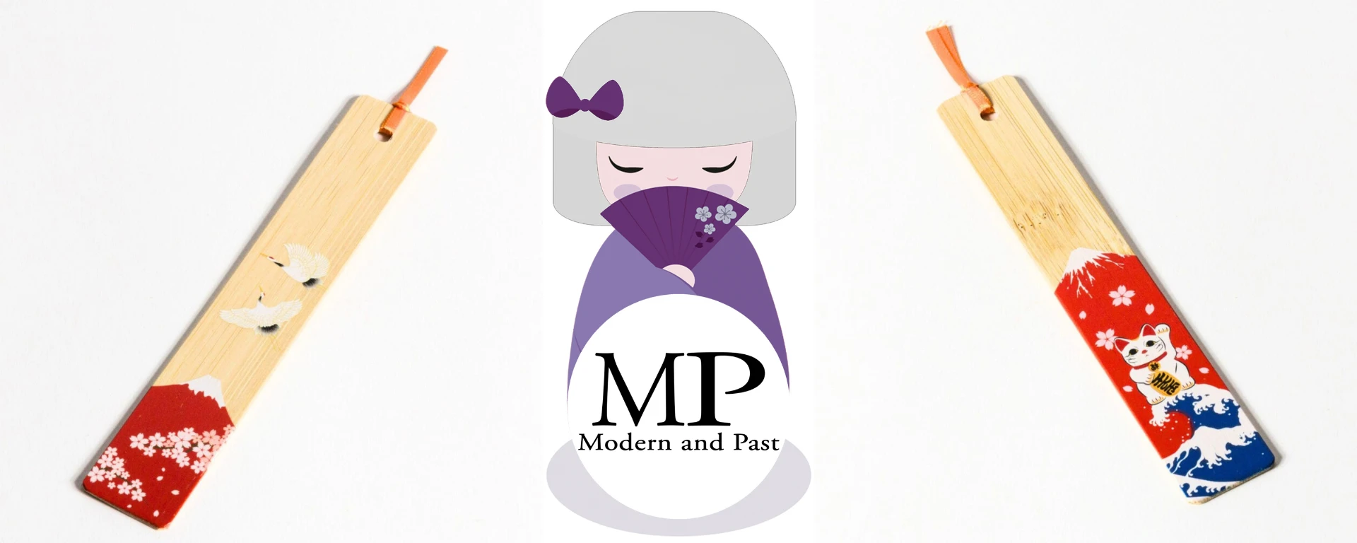 Marque-pages japonais en bambou peint à la main motifs Neko Grues Jouets