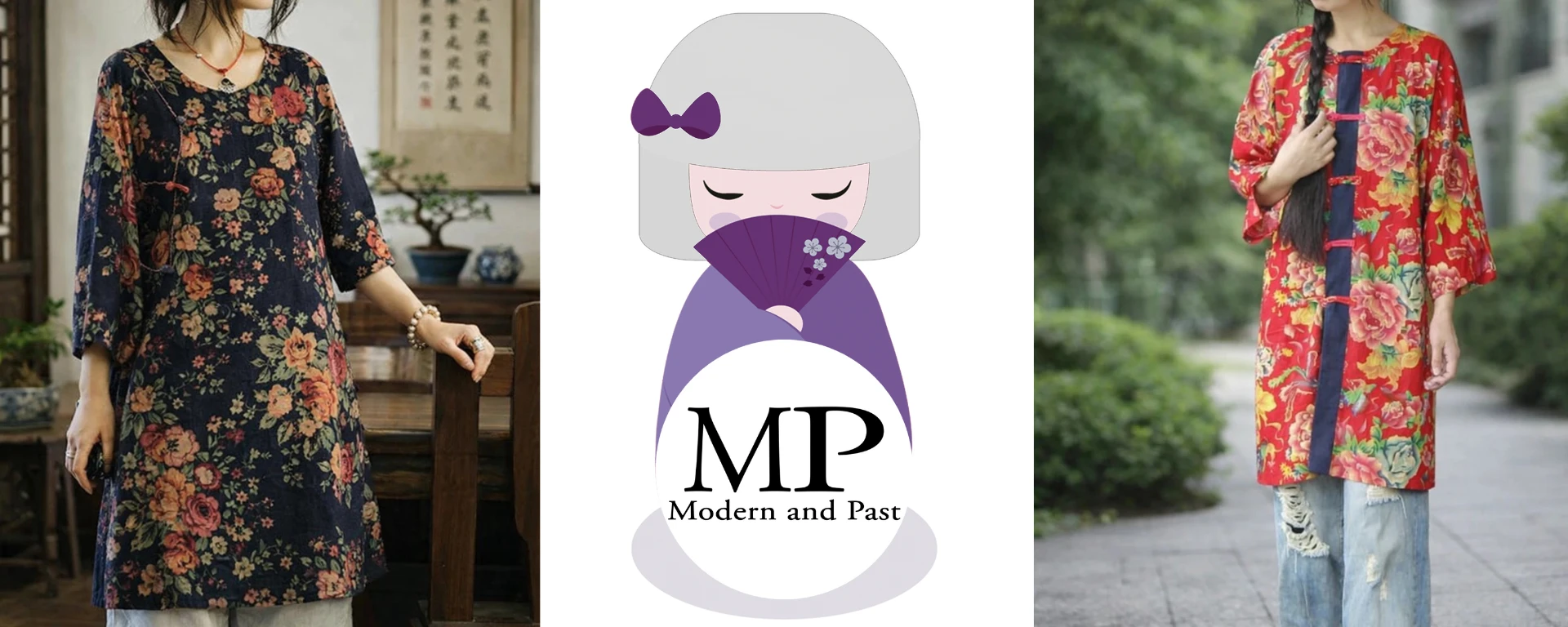 Tunique asiatique ethnique en coton