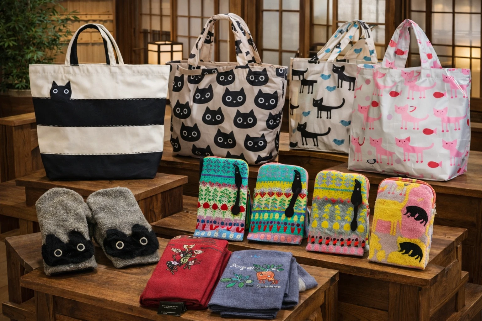 Sacs shopping, gants et mitaines, pochettes, foulards japonaises par Atsuko Matano 