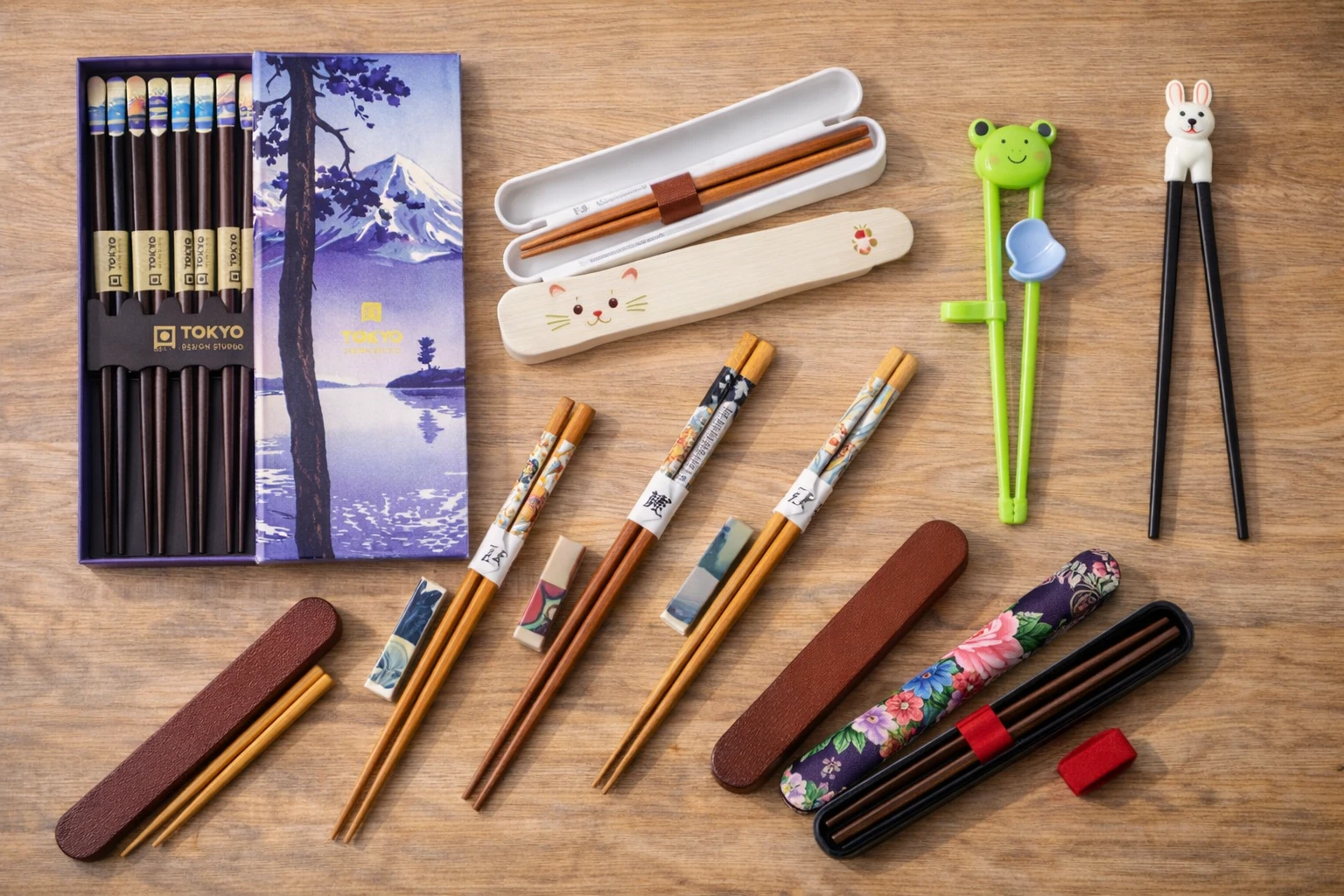 Baguettes japonaises - coffrets, étui, baguettes enfants - Fabriqué au Japon
