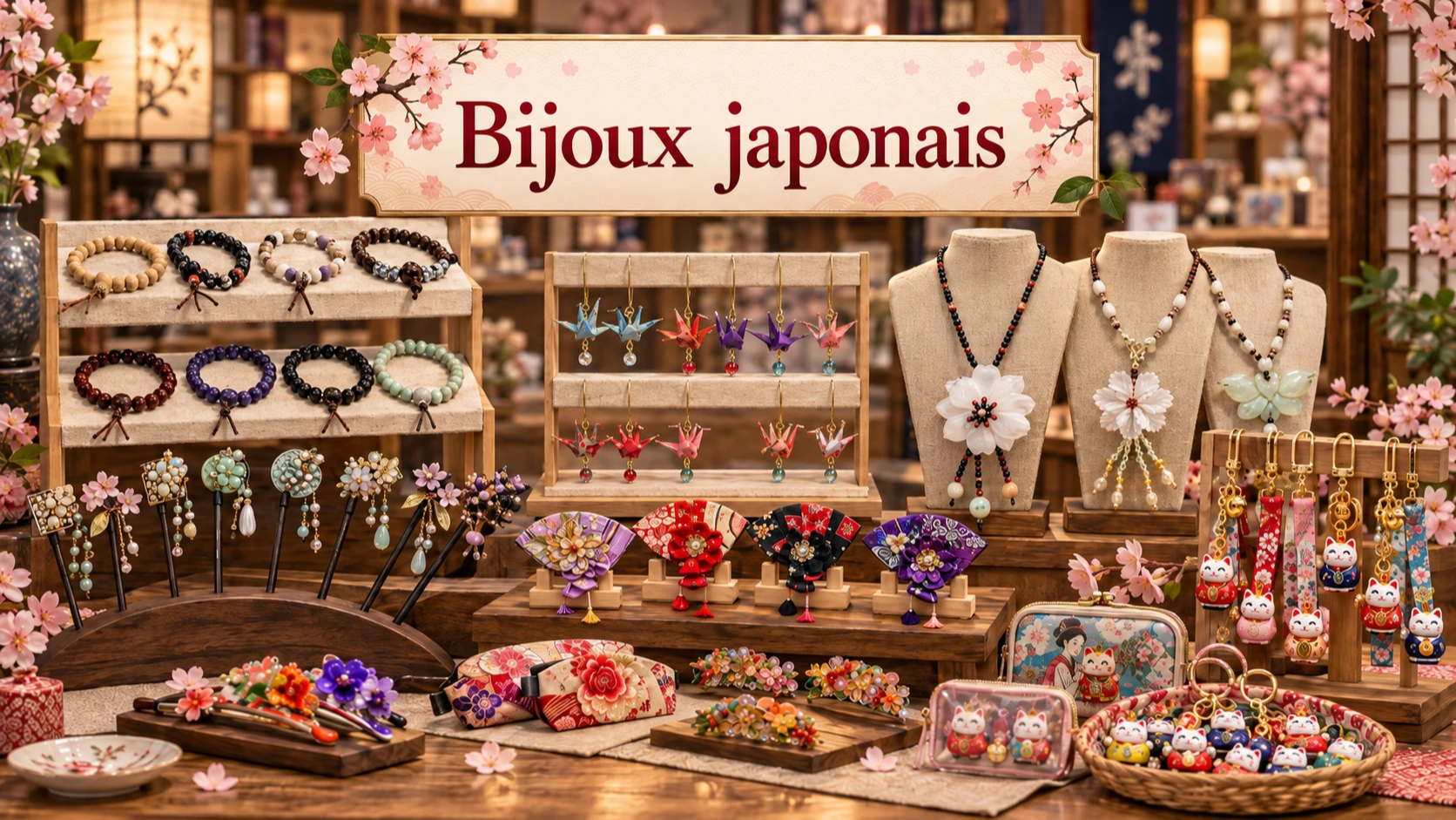 Bijoux japonais : bracelets, boucles d’oreilles et bijoux de cheveux - Modern and Past