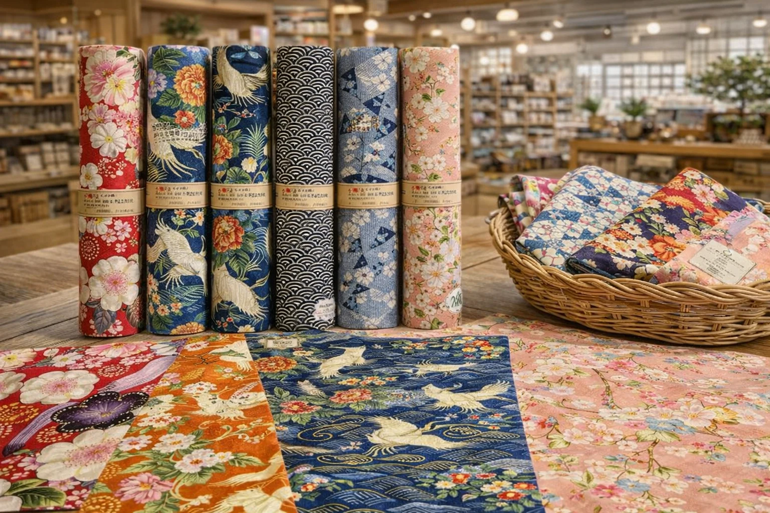 Tissu japonais en coton motifs traditionnels fabriqué au Japon
