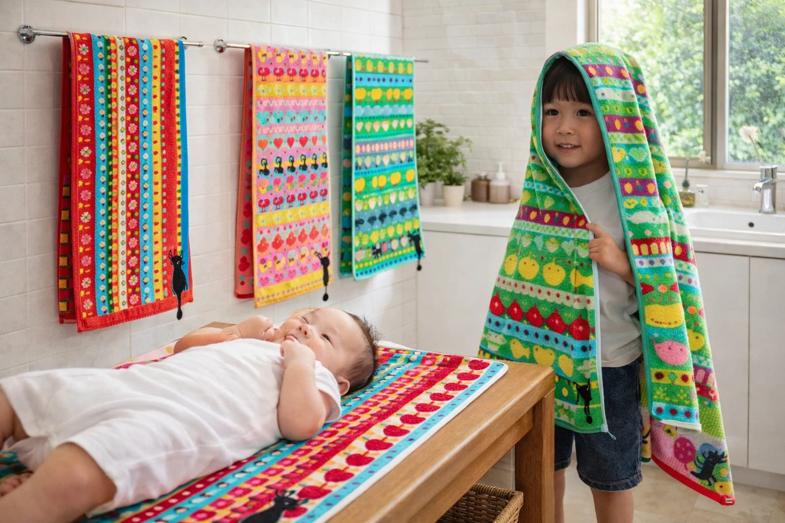 Grandes serviettes japonaises en coton Atsuko Matano, 74x34 cm