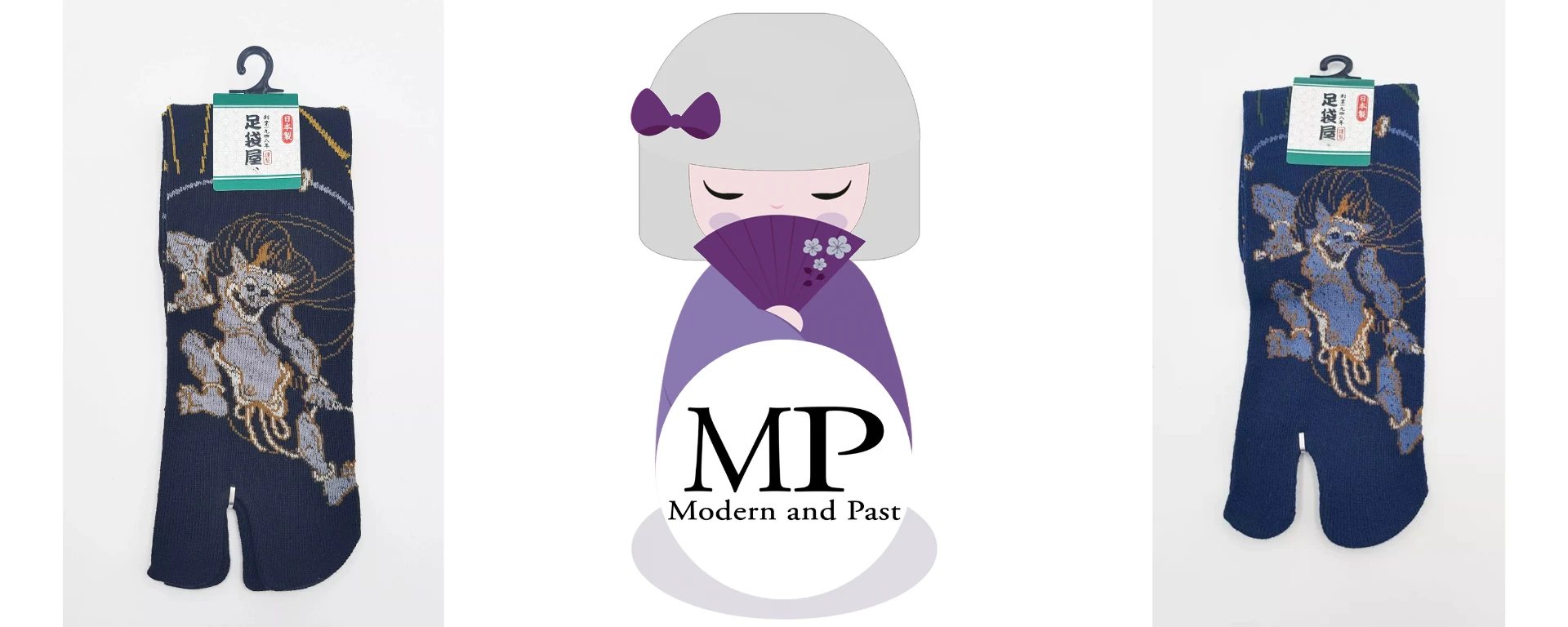 Chaussettes japonaises Tabi Raijin coton motif Fujin Raijin