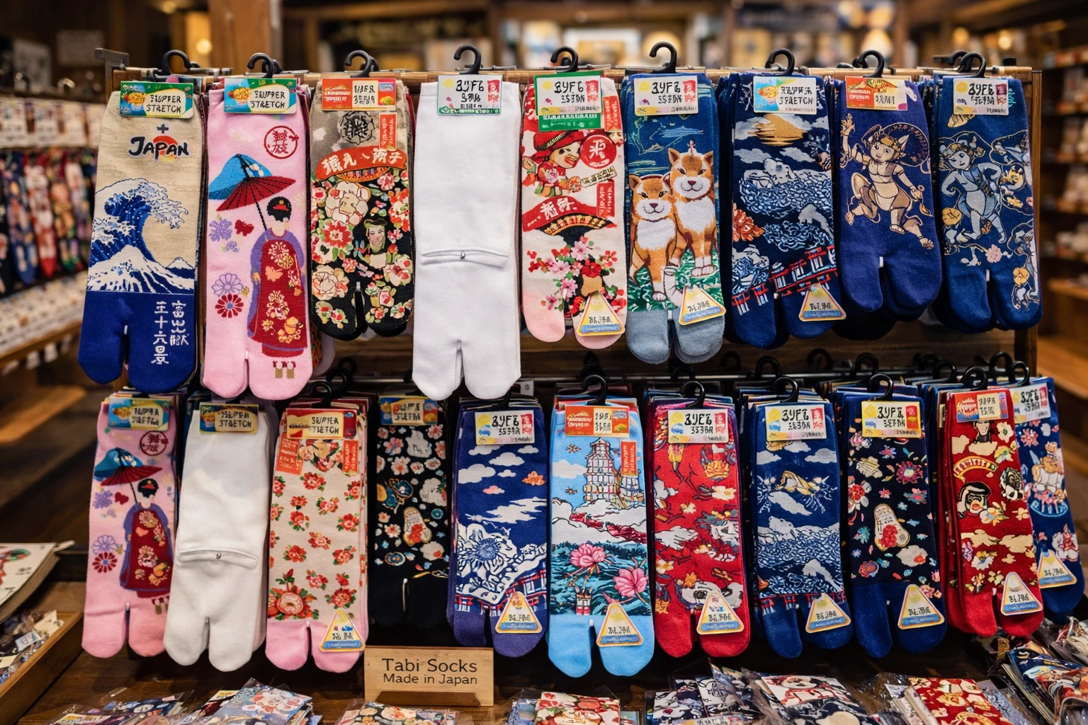 Chaussette Tabi japonaise Geisha, Fuji, Lapin, Monochrome, Chat, Ninja, Carpe Koï