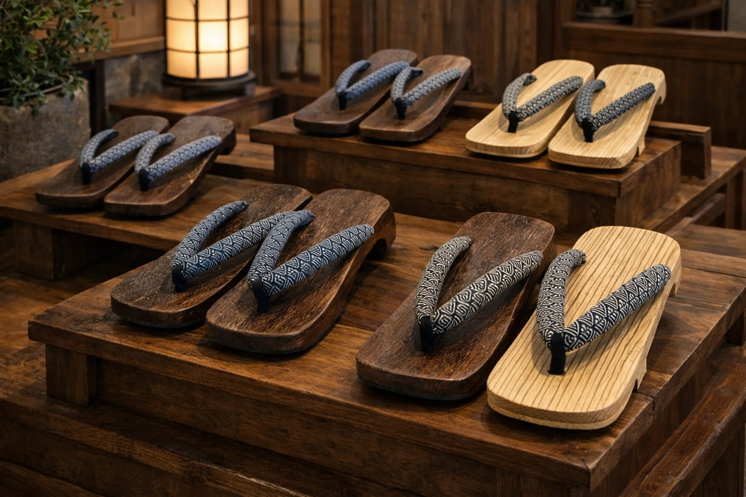 Geta japonaise en bois légères, avec lanière en coton