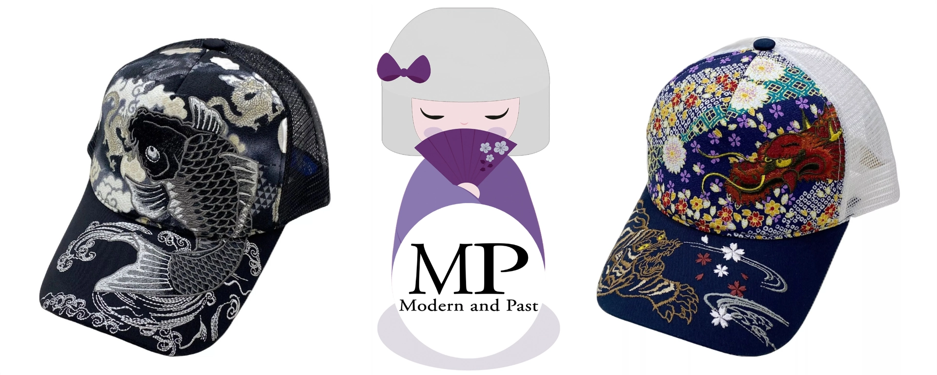 Casquette japonaise Sukajan brodée motif Koï ou dragon