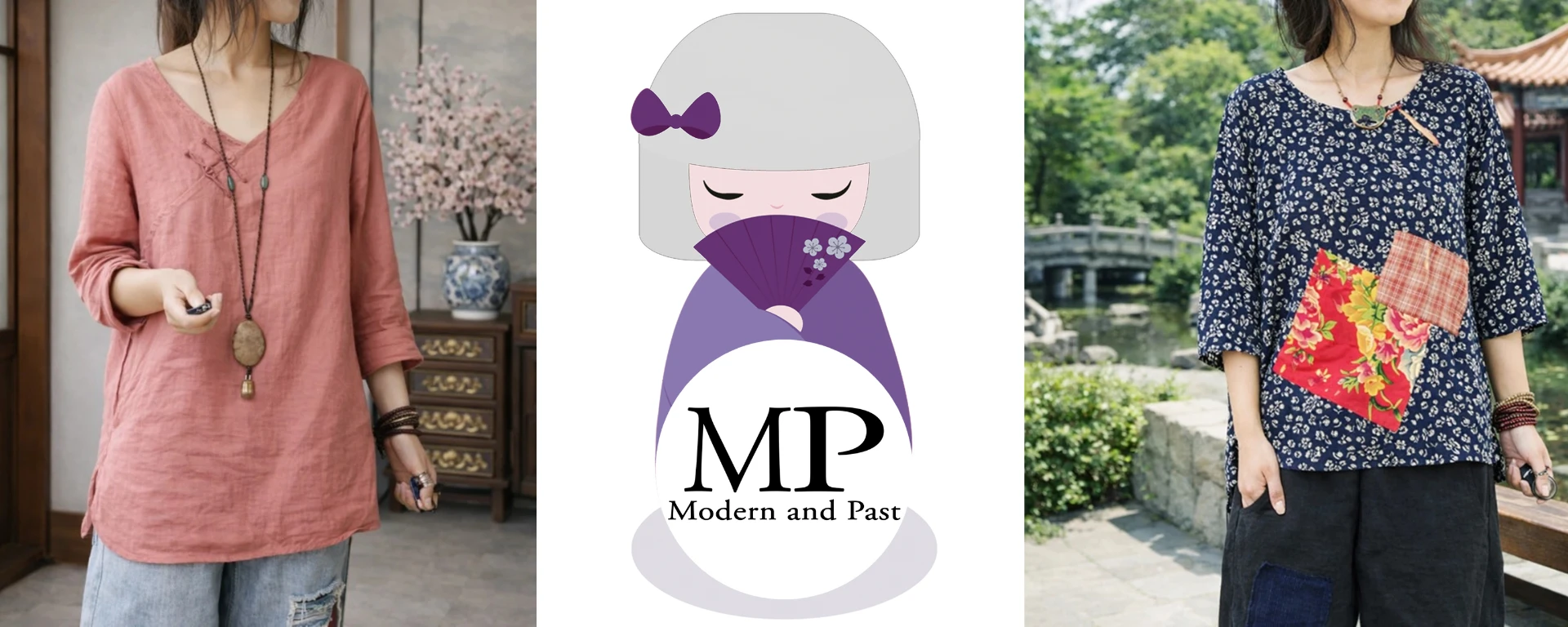 Chemisier asiatique ethnique en coton inspiration japonaise