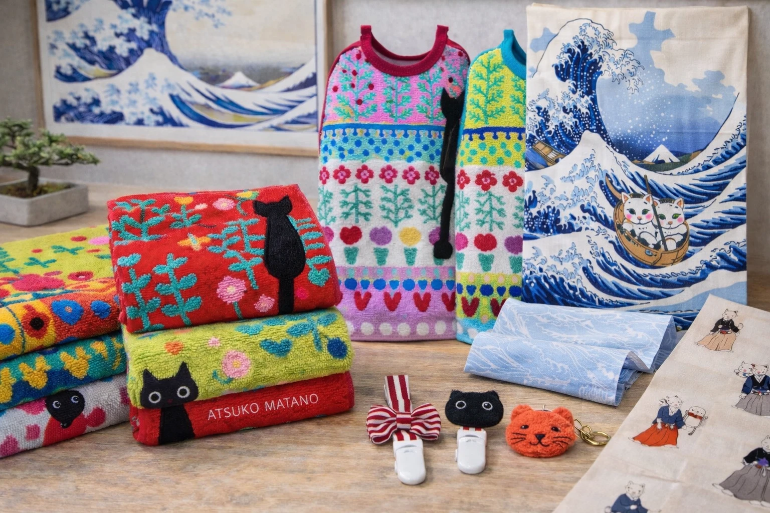 Serviettes de table, essuie-mains, serviettes de bains, torchons, Tenugui, en coton