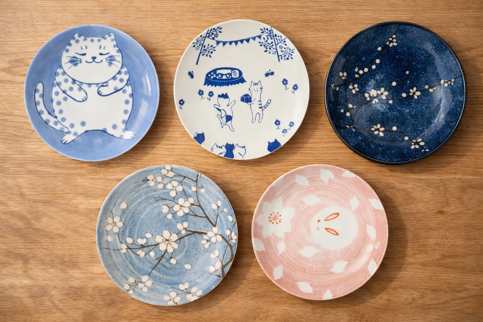 Assiettes japonaises rondes en porcelaine - Fabriqué au Japon