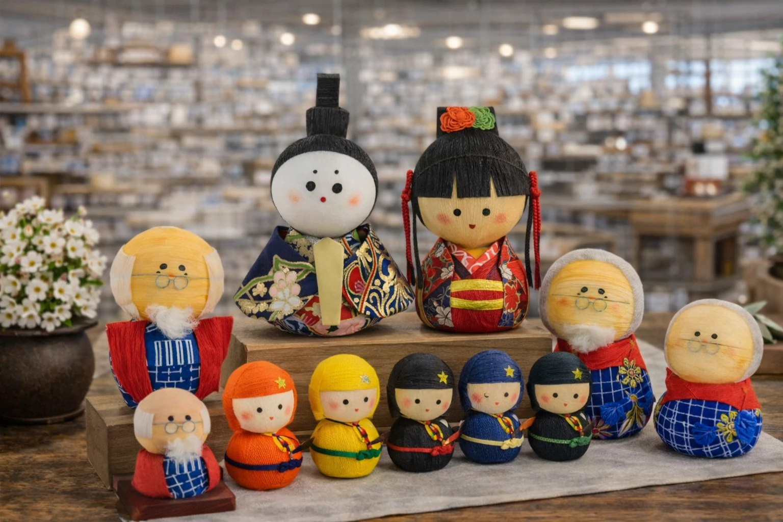 Poupée Okiagari culbuto japonaise en papier washi - Fait main au Japon