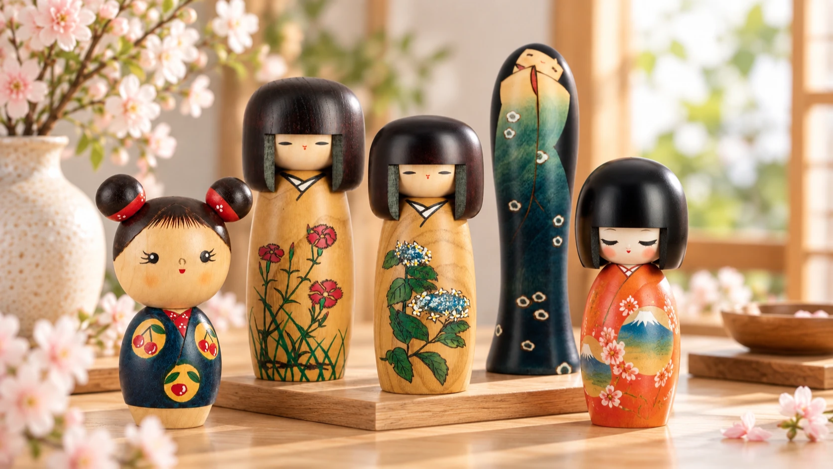 Poupées japonaises Kokeshi traditionnelles - Modern and Past