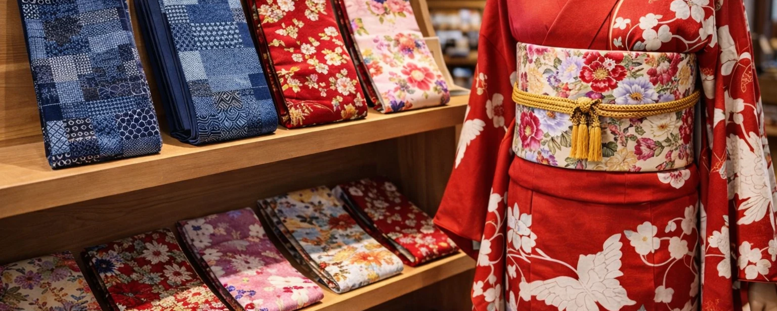 Obi japonais porté avec un kimono - Modern and Past