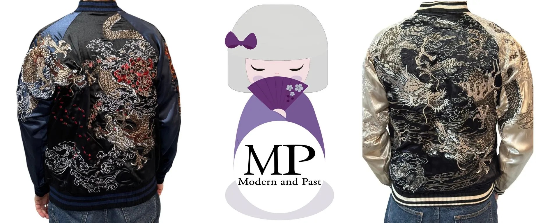 Découvrez les nouvelles vestes Sukajan dragons de Modern and Past : modèles réversibles, broderies japonaises et style yokosuka.
