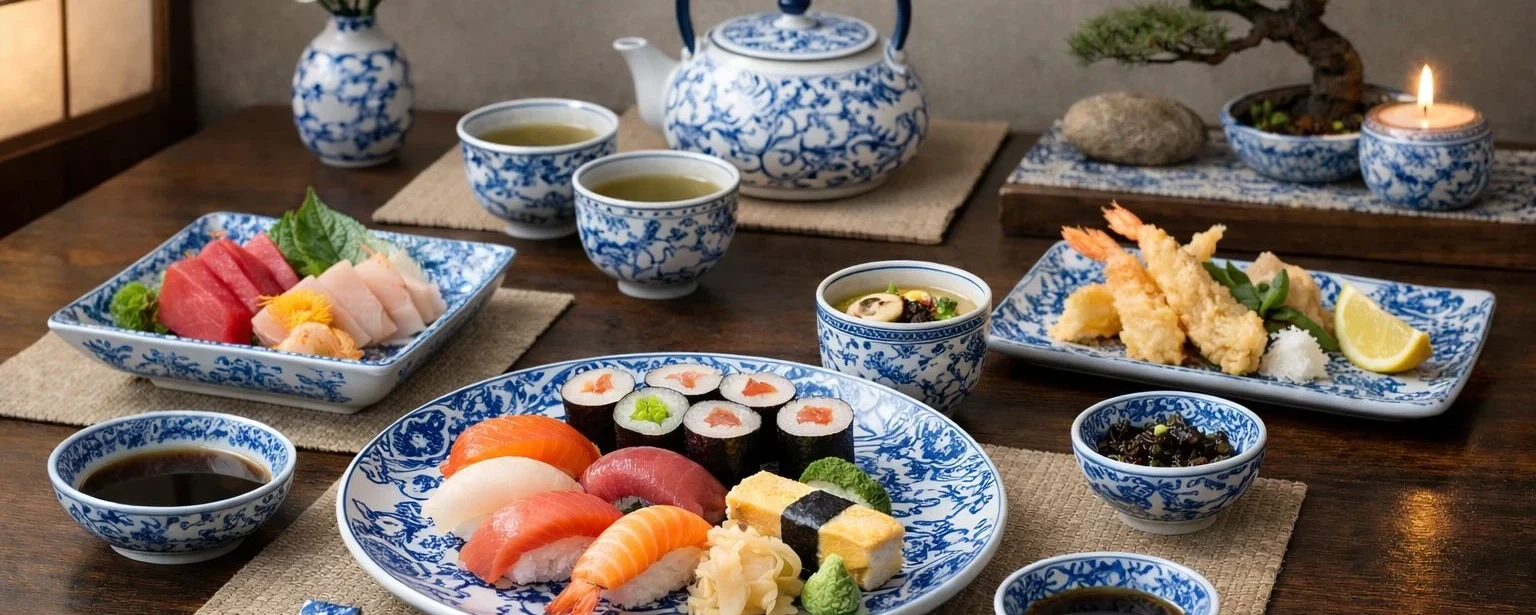 Art de la table japonais avec vaisselle, bols et baguettes chez Modern and Past